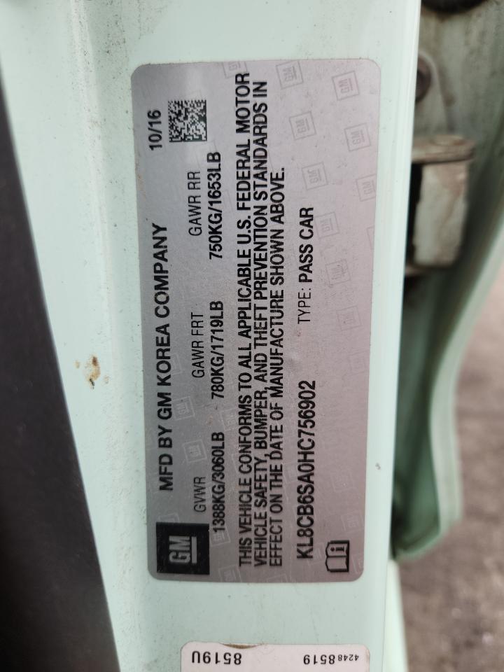 2017 Chevrolet Spark Ls VIN: KL8CB6SA0HC756902 Lot: 71851985