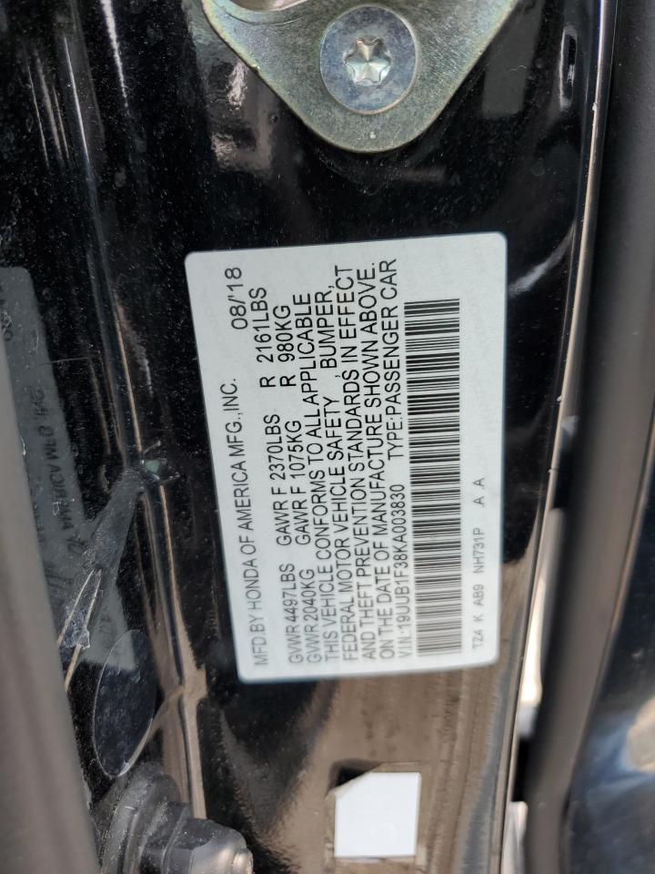 2019 Acura Tlx VIN: 19UUB1F38KA003830 Lot: 71828515