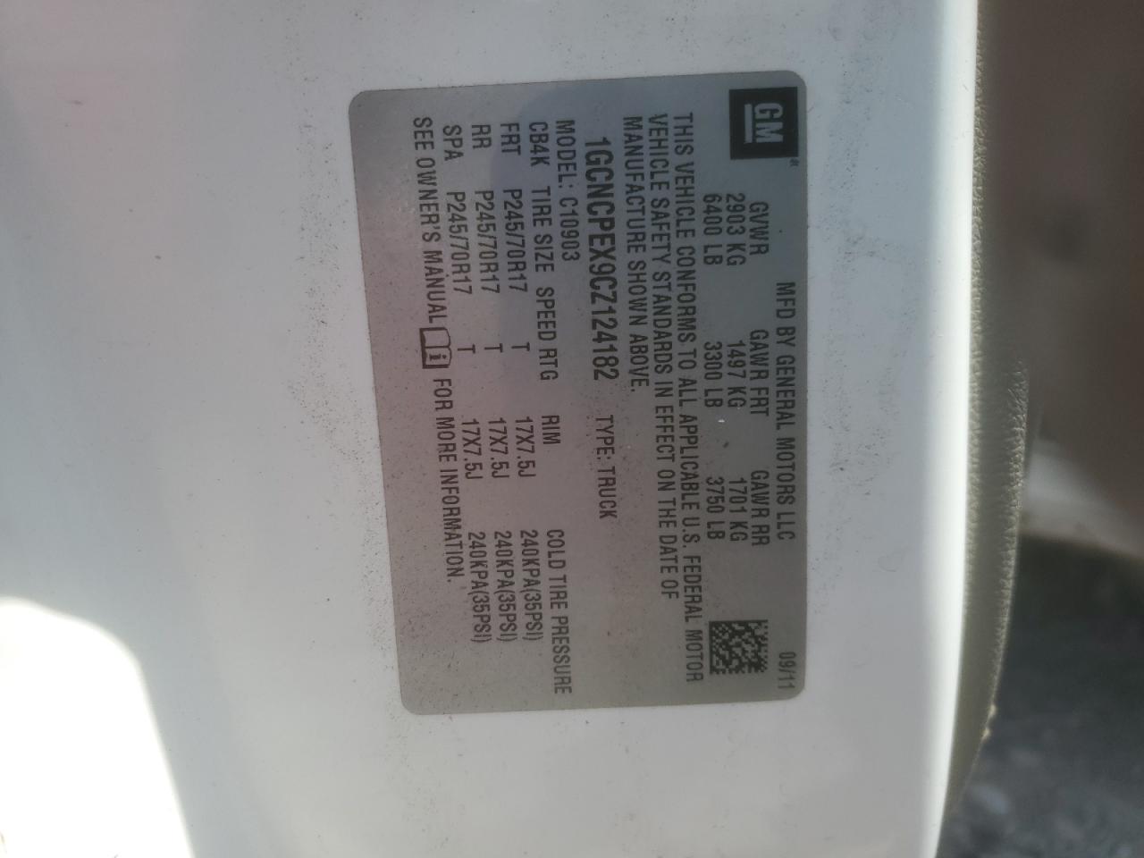 2012 Chevrolet Silverado C1500 VIN: 1GCNCPEX9CZ124182 Lot: 80572225