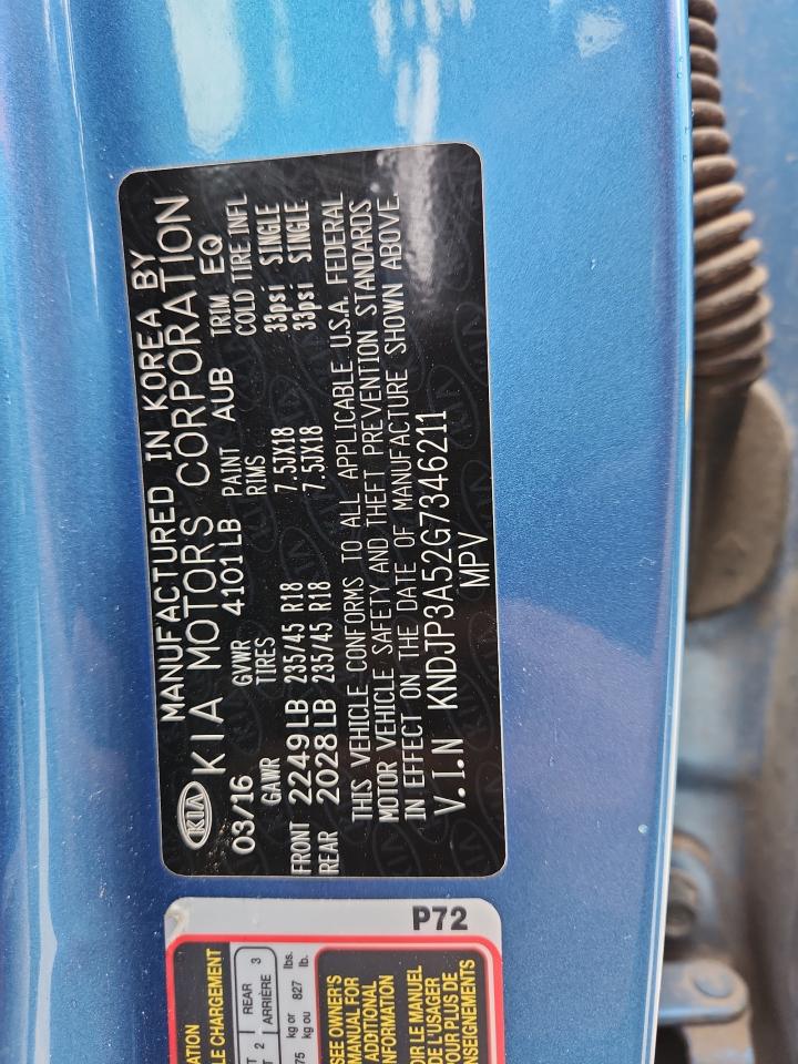 2016 Kia Soul + VIN: KNDJP3A52G7346211 Lot: 81759765