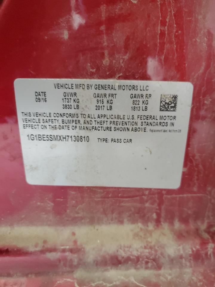 2017 Chevrolet Cruze Lt VIN: 1G1BE5SMXH7130810 Lot: 80733625