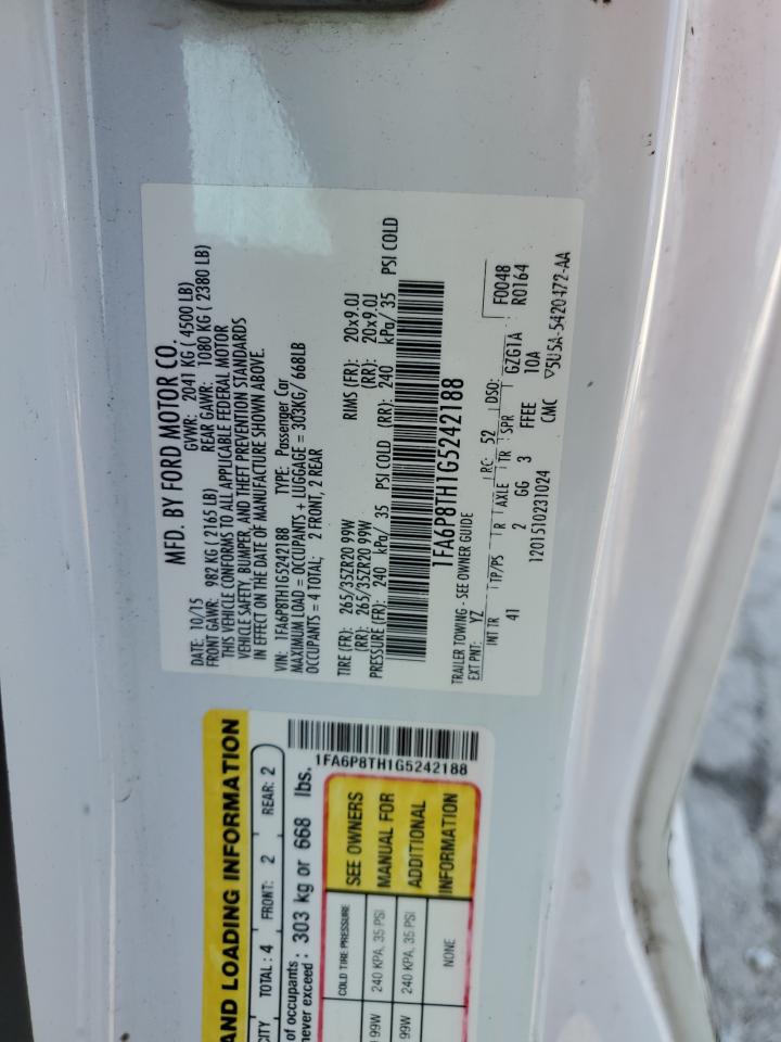 2016 Ford Mustang VIN: 1FA6P8TH1G5242188 Lot: 72081215