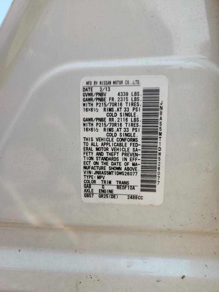 2013 Nissan Rogue S VIN: JN8AS5MT1DW526077 Lot: 70225455