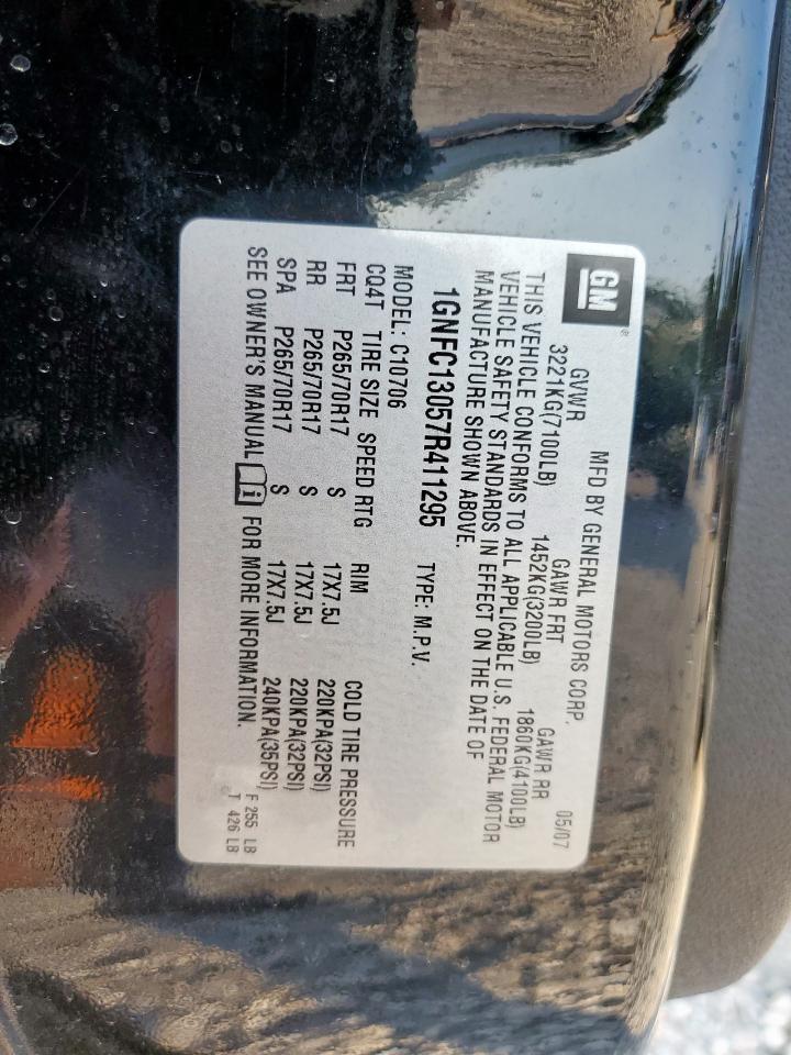 2007 Chevrolet Tahoe C1500 VIN: 1GNFC13057R411295 Lot: 71660505