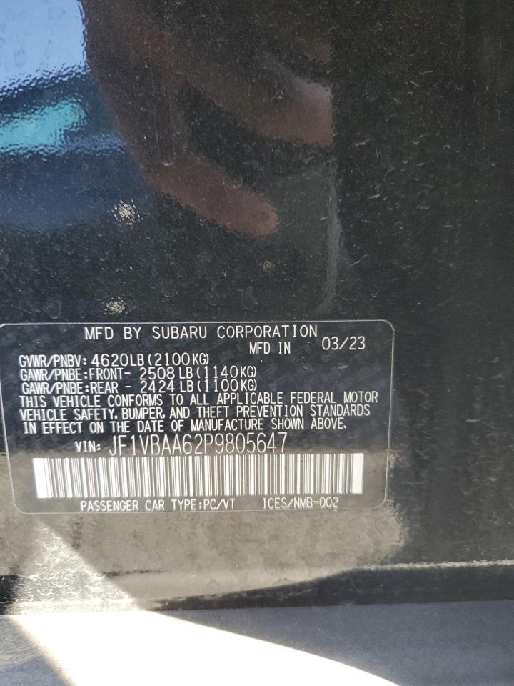 2023 Subaru Wrx VIN: JF1VBAA62P9805647 Lot: 81577575