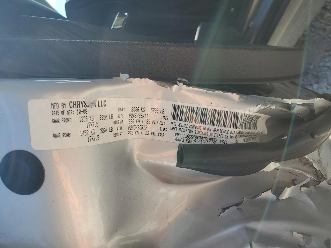 2009 Jeep Grand Cherokee Laredo VIN: 1J8GS48K39C518937 Lot: 70269035