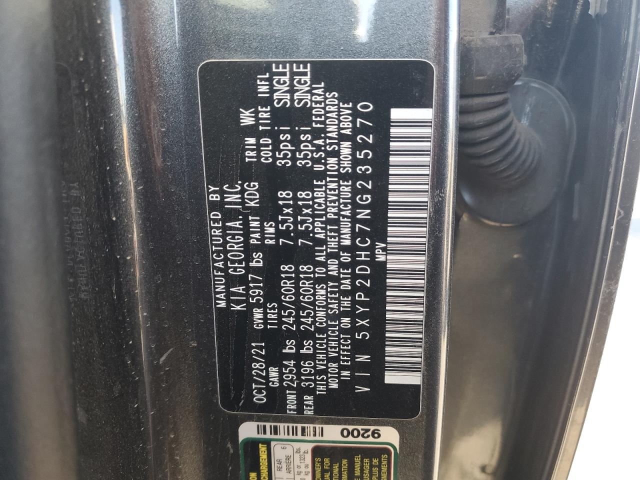 2022 Kia Telluride Lx VIN: 5XYP2DHC7NG235270 Lot: 71659075