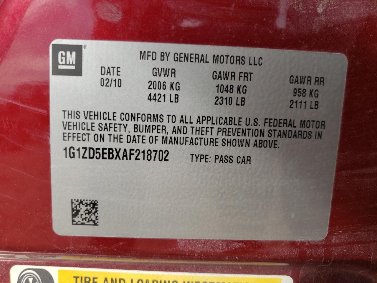 2010 Chevrolet Malibu 2Lt VIN: 1G1ZD5EBXAF218702 Lot: 81823475