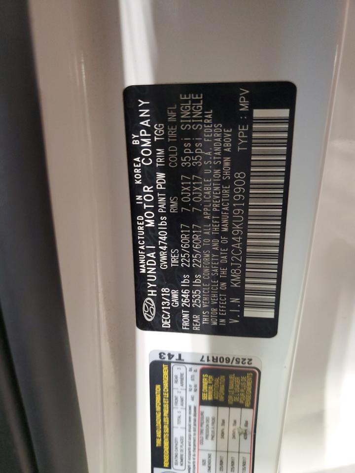 2019 Hyundai Tucson Se VIN: KM8J2CA49KU919908 Lot: 82051235