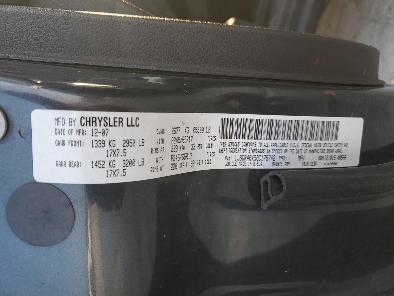 2008 Jeep Grand Cherokee Laredo VIN: 1J8GR48K98C179742 Lot: 70445255