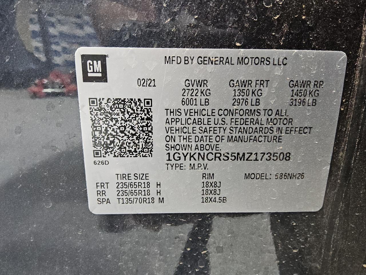 2021 Cadillac Xt5 Premium Luxury VIN: 1GYKNCRS5MZ173508 Lot: 80826925