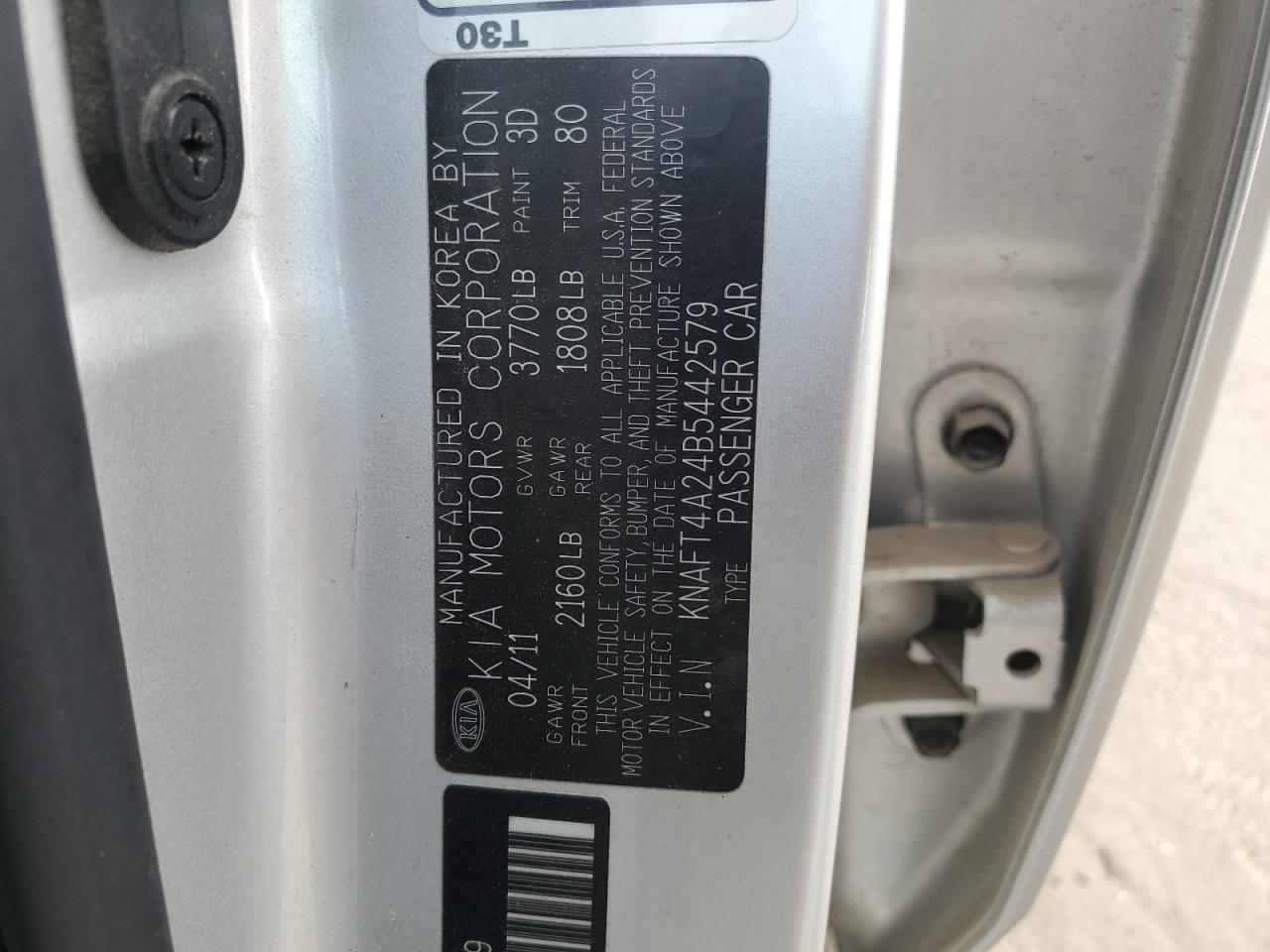 2011 Kia Forte Lx VIN: KNAFT4A24B5442579 Lot: 71739045