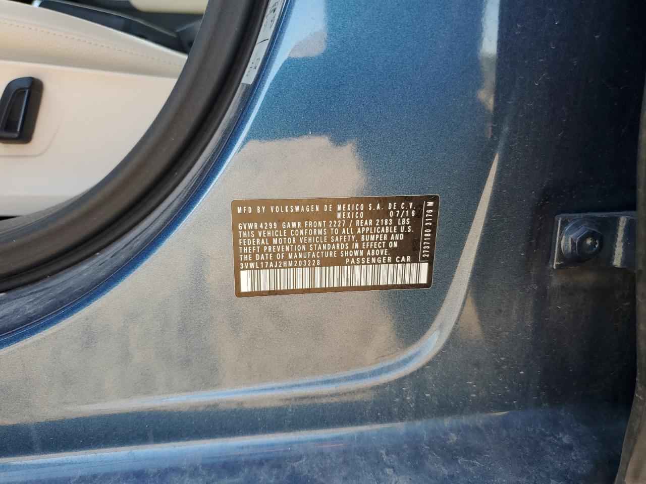 2017 Volkswagen Jetta Sel VIN: 3VWL17AJ2HM203228 Lot: 81230695