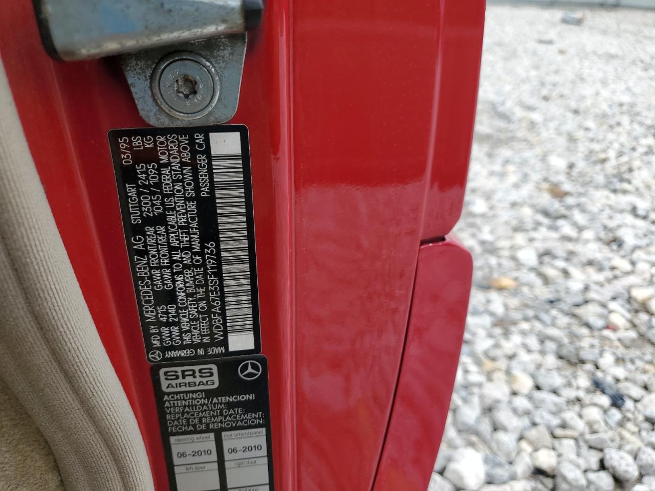 1995 Mercedes-Benz Sl 500 VIN: WDBFA67E3SF119736 Lot: 81483405