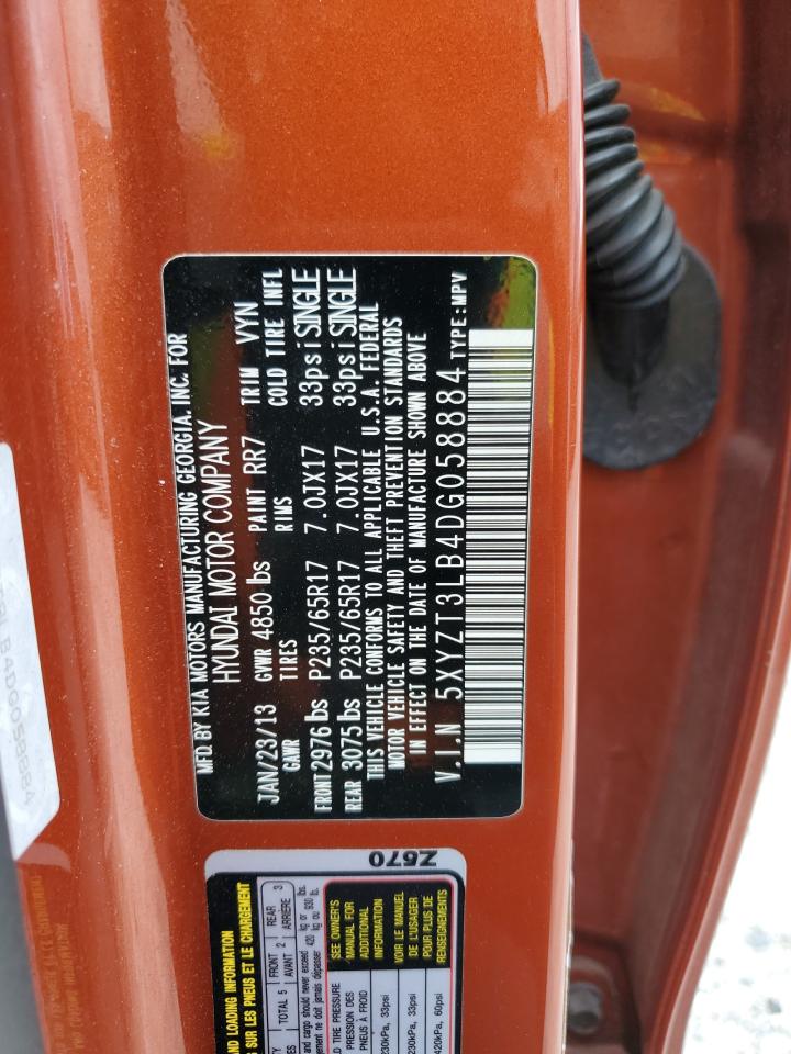 2013 Hyundai Santa Fe Sport VIN: 5XYZT3LB4DG058884 Lot: 83861045