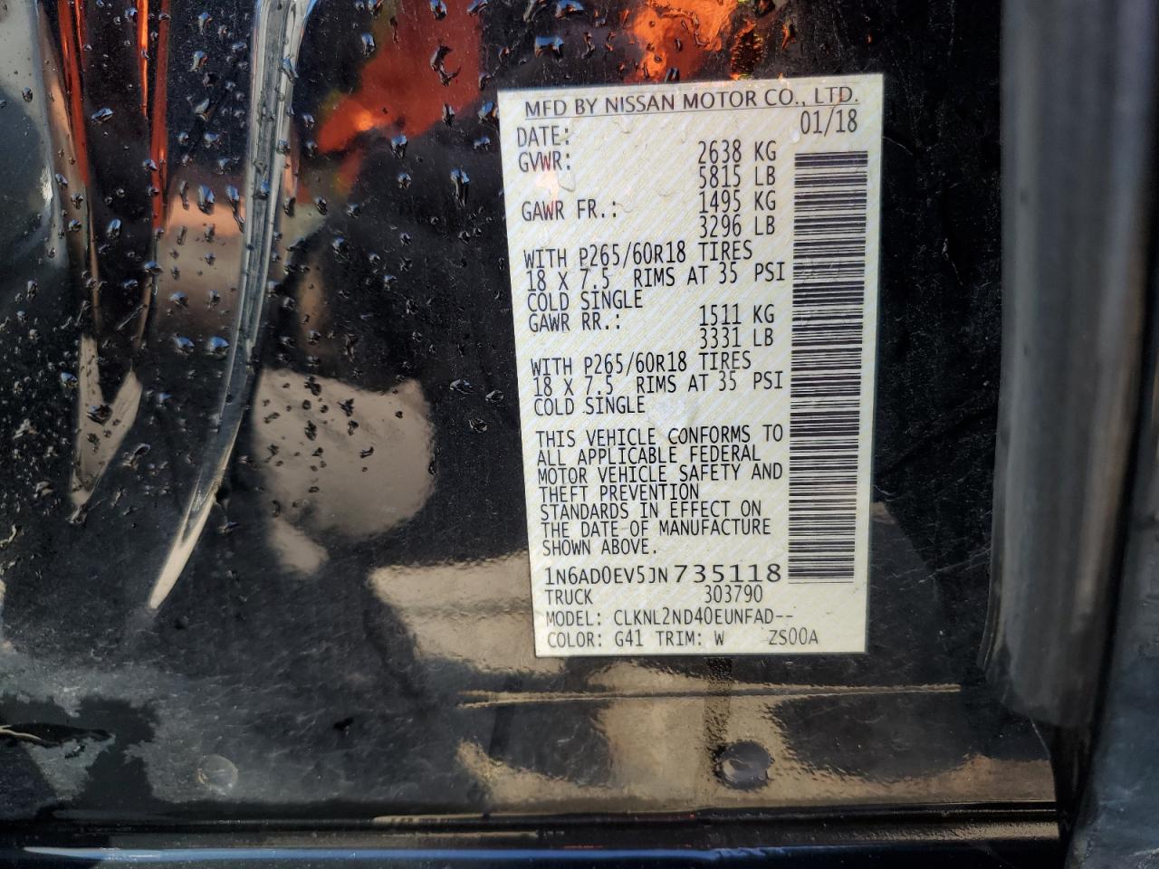 2018 Nissan Frontier S VIN: 1N6AD0EV5JN735118 Lot: 71194265