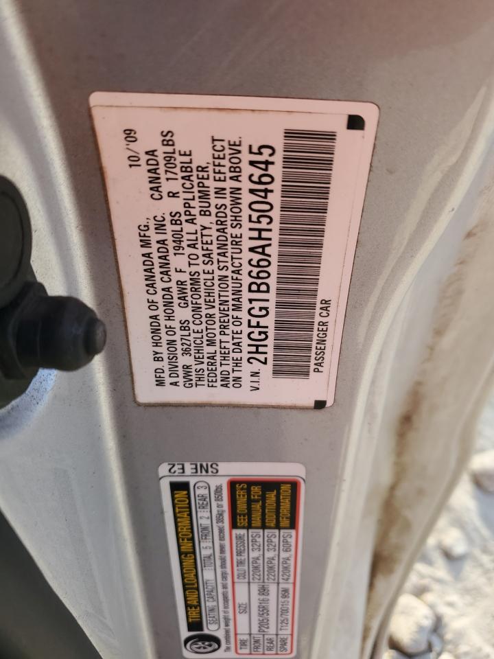 2010 Honda Civic Lx VIN: 2HGFG1B66AH504645 Lot: 80589735