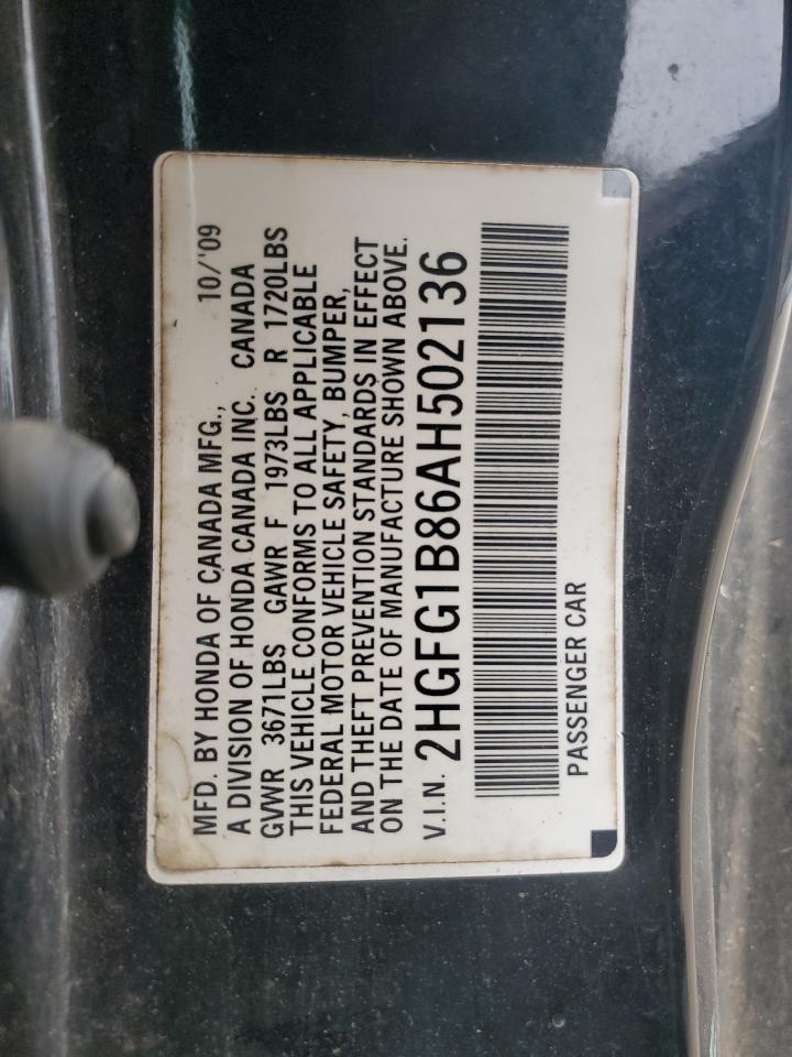 2010 Honda Civic Ex VIN: 2HGFG1B86AH502136 Lot: 82065095