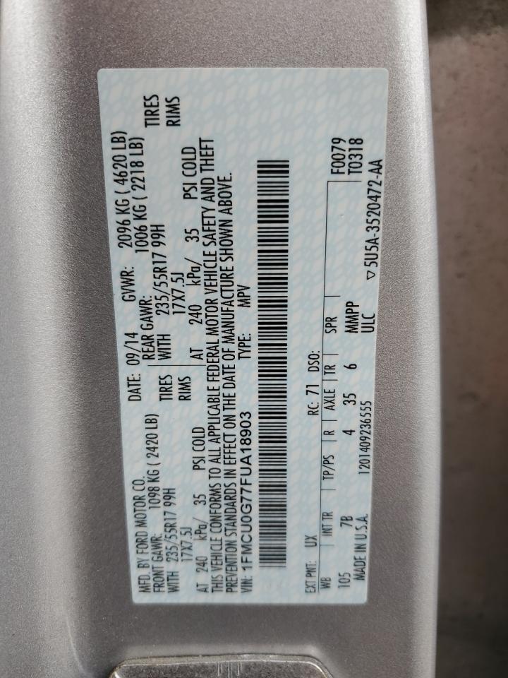 2015 Ford Escape Se VIN: 1FMCU0G77FUA18903 Lot: 81959795