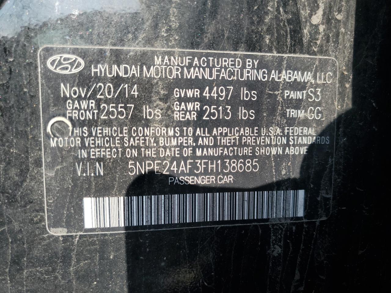 2015 Hyundai Sonata Se VIN: 5NPE24AF3FH138685 Lot: 83752705