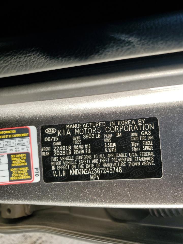 2016 Kia Soul VIN: KNDJN2A23G7245748 Lot: 80337295