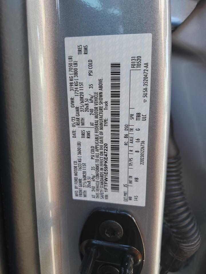 2023 Ford F150 Supercrew VIN: 1FTFW1E59PKE47220 Lot: 81515455