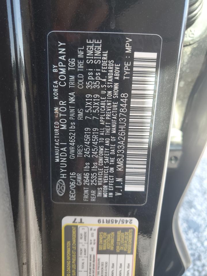 2017 Hyundai Tucson Limited VIN: KM8J33A26HU378448 Lot: 71557475