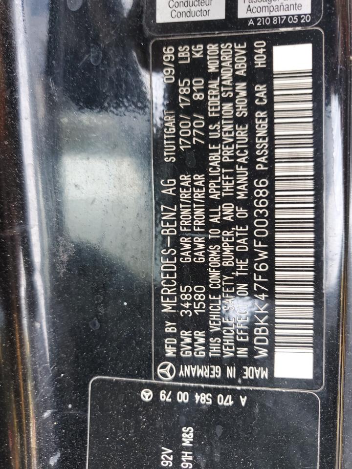 1998 Mercedes-Benz Slk 230 Kompressor VIN: WDBKK47F6WF003686 Lot: 71128885