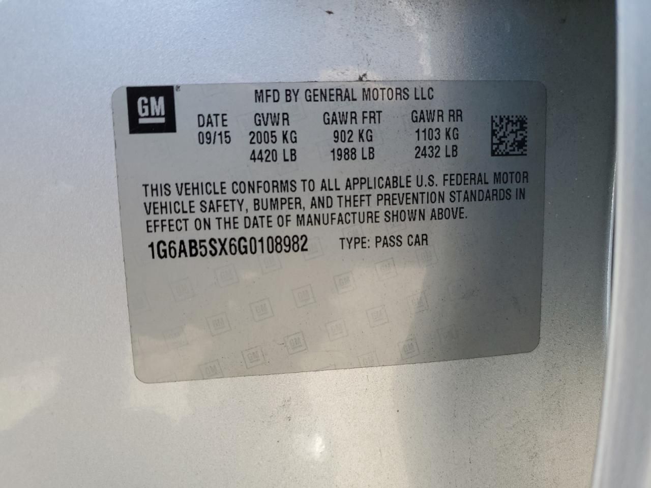 2016 Cadillac Ats Luxury VIN: 1G6AB5SX6G0108982 Lot: 82059825