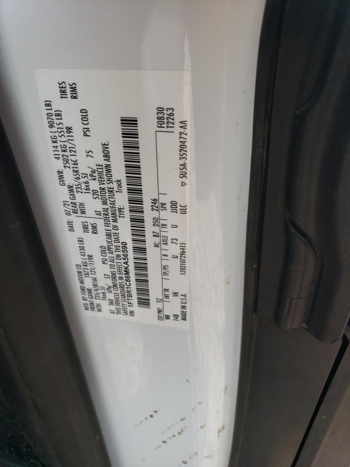 2021 Ford Transit T-250 VIN: 1FTBR1C86MKA56590 Lot: 71800815