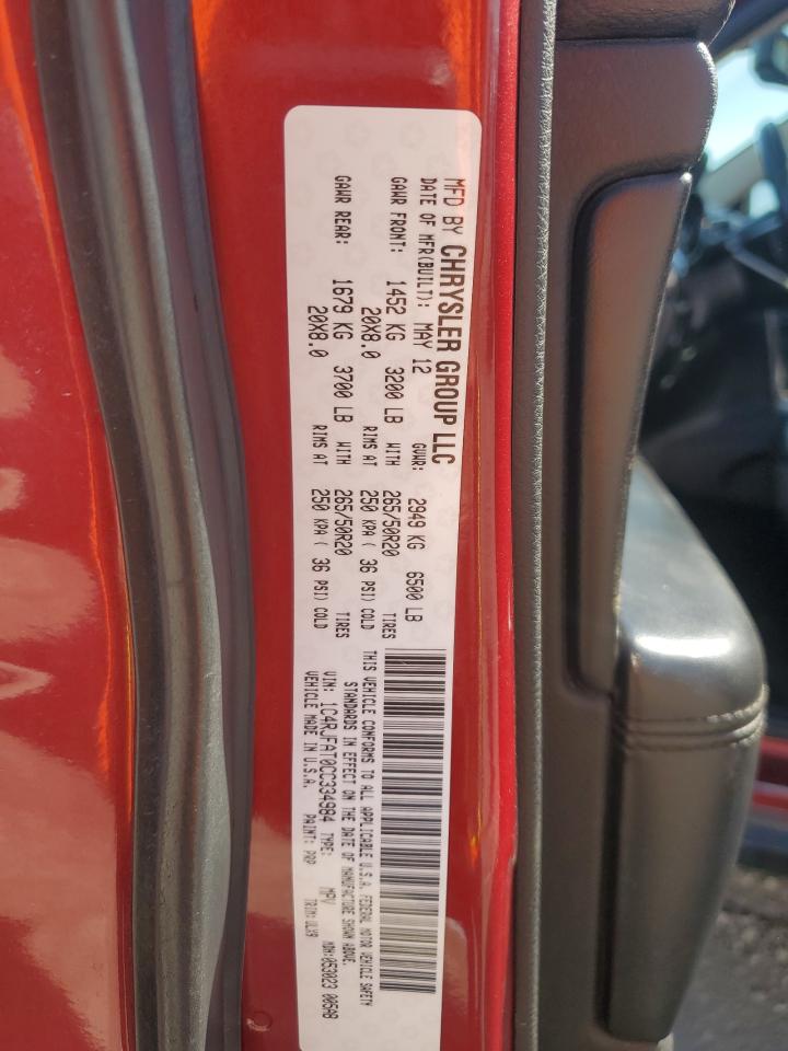 2012 Jeep Grand Cherokee Laredo VIN: 1C4RJFAT0CC334984 Lot: 81847895