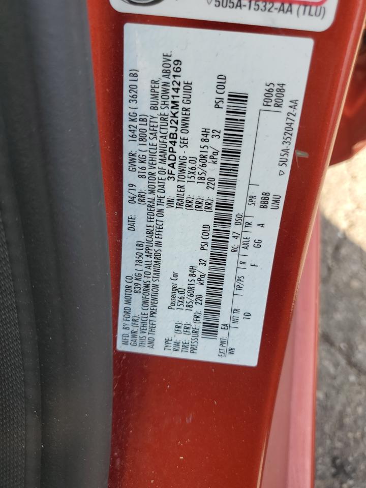 2019 Ford Fiesta Se VIN: 3FADP4BJ2KM142169 Lot: 81203245