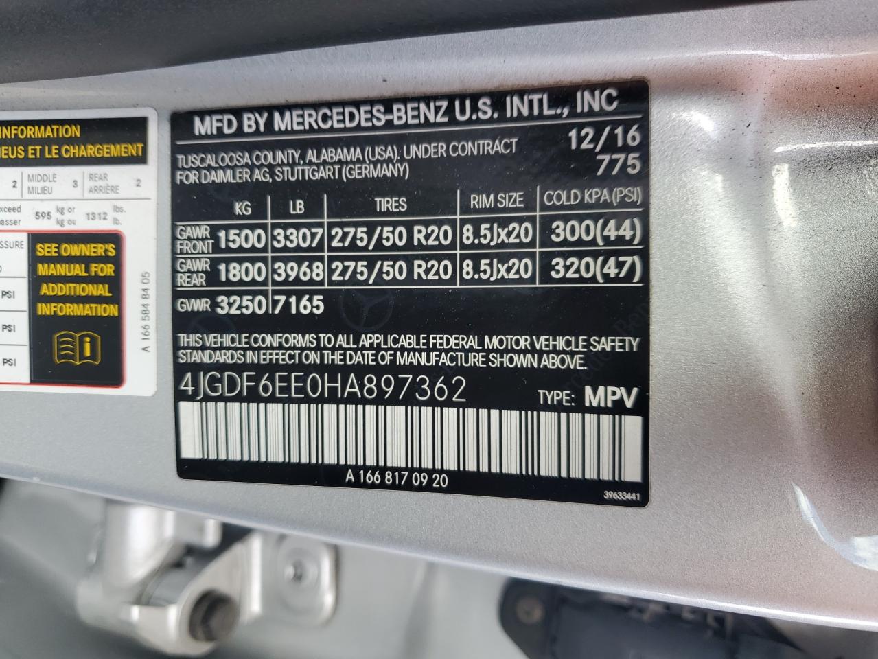 2017 Mercedes-Benz Gls 450 4Matic VIN: 4JGDF6EE0HA897362 Lot: 81257965