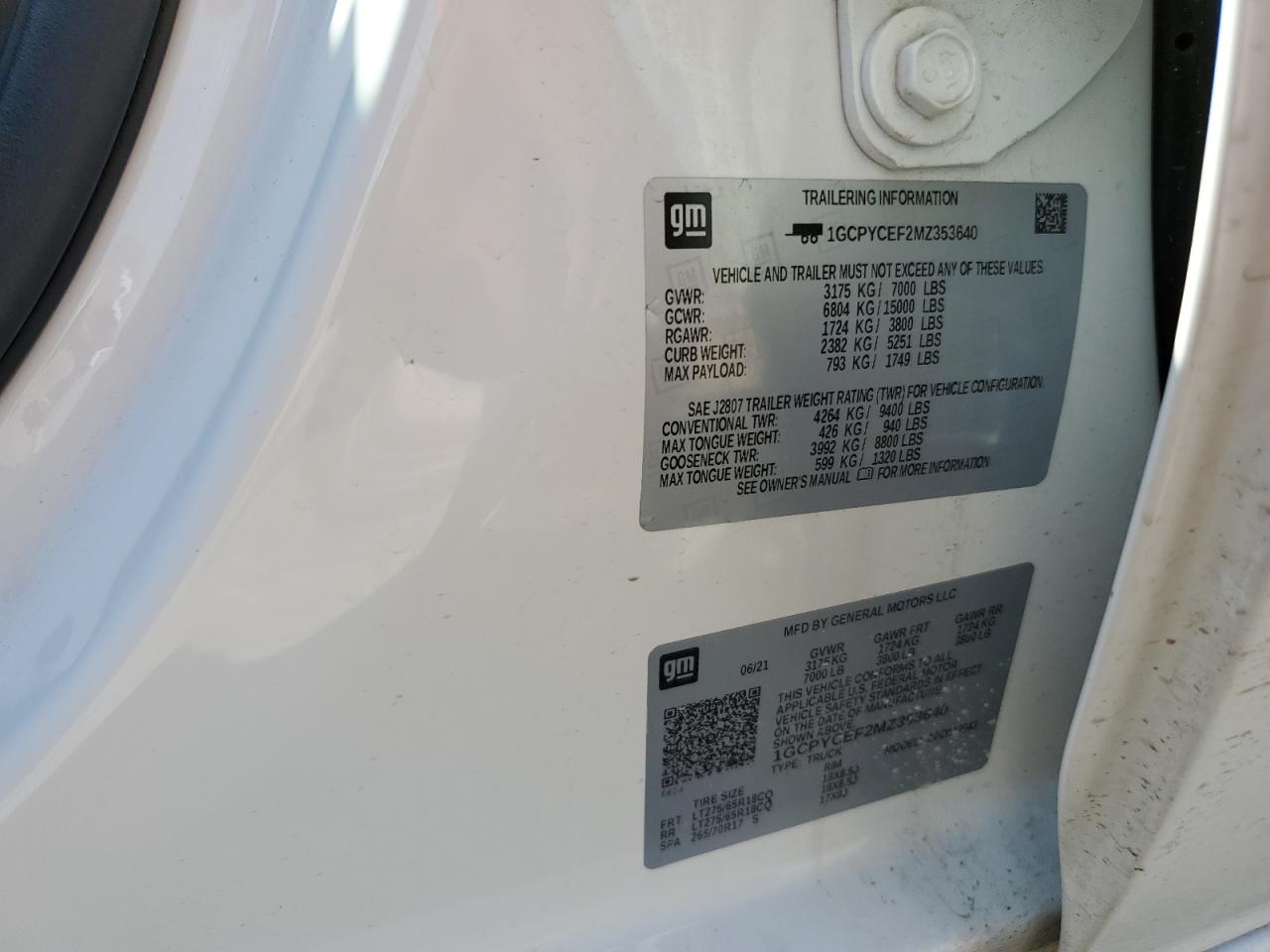 2021 Chevrolet Silverado K1500 Trail Boss Custom VIN: 1GCPYCEF2MZ353640 Lot: 80474095