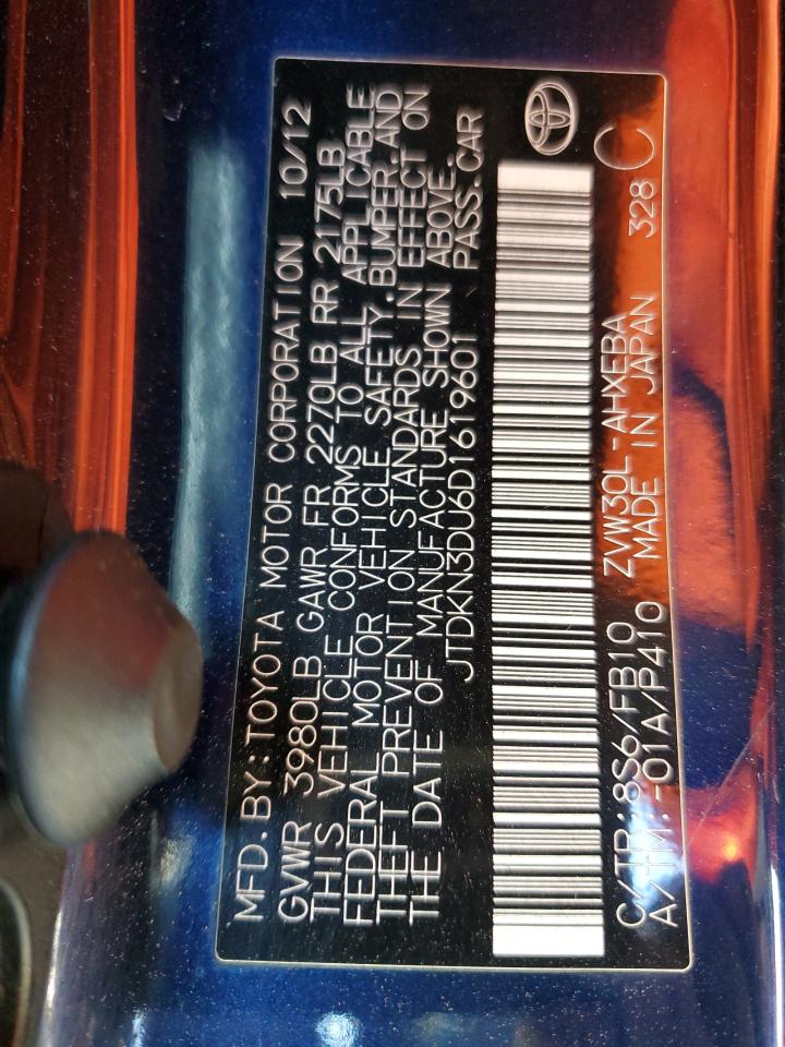 2013 Toyota Prius VIN: JTDKN3DU6D1619601 Lot: 81614455