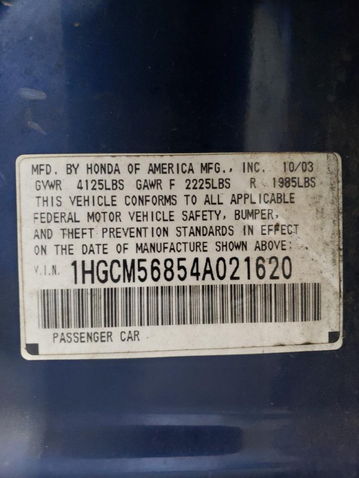 2004 Honda Accord Ex VIN: 1HGCM56854A021620 Lot: 84249395