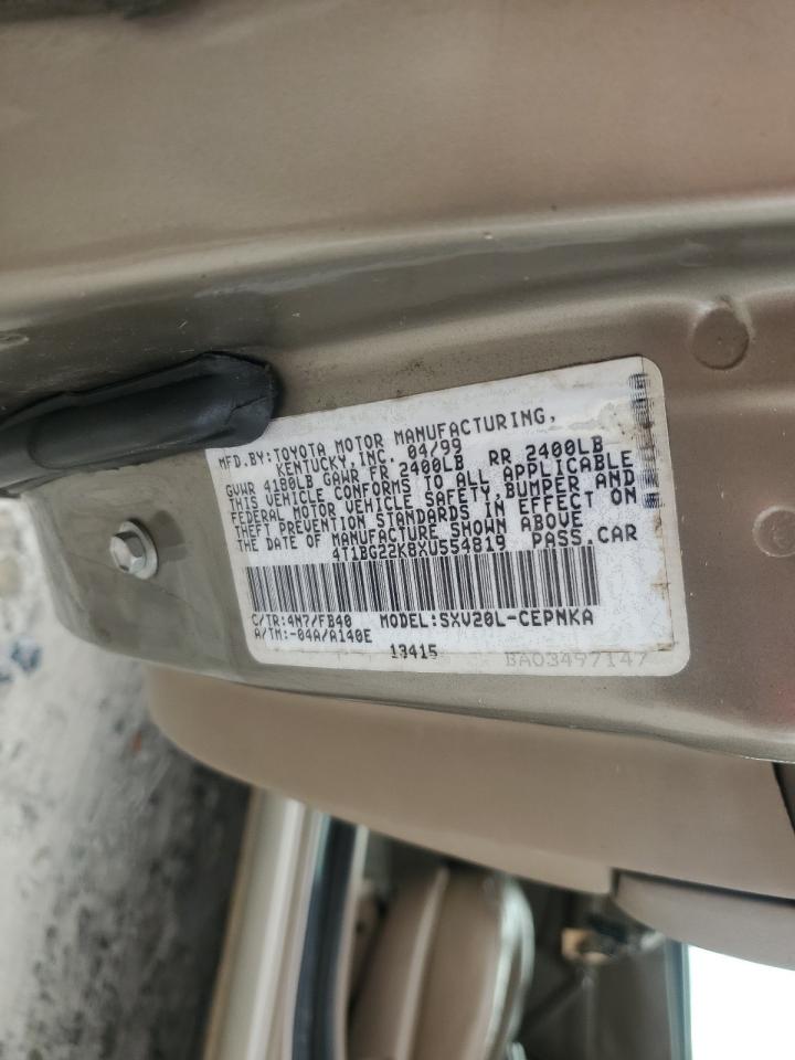 1999 Toyota Camry Ce VIN: 4T1BG22K8XU554819 Lot: 81822715