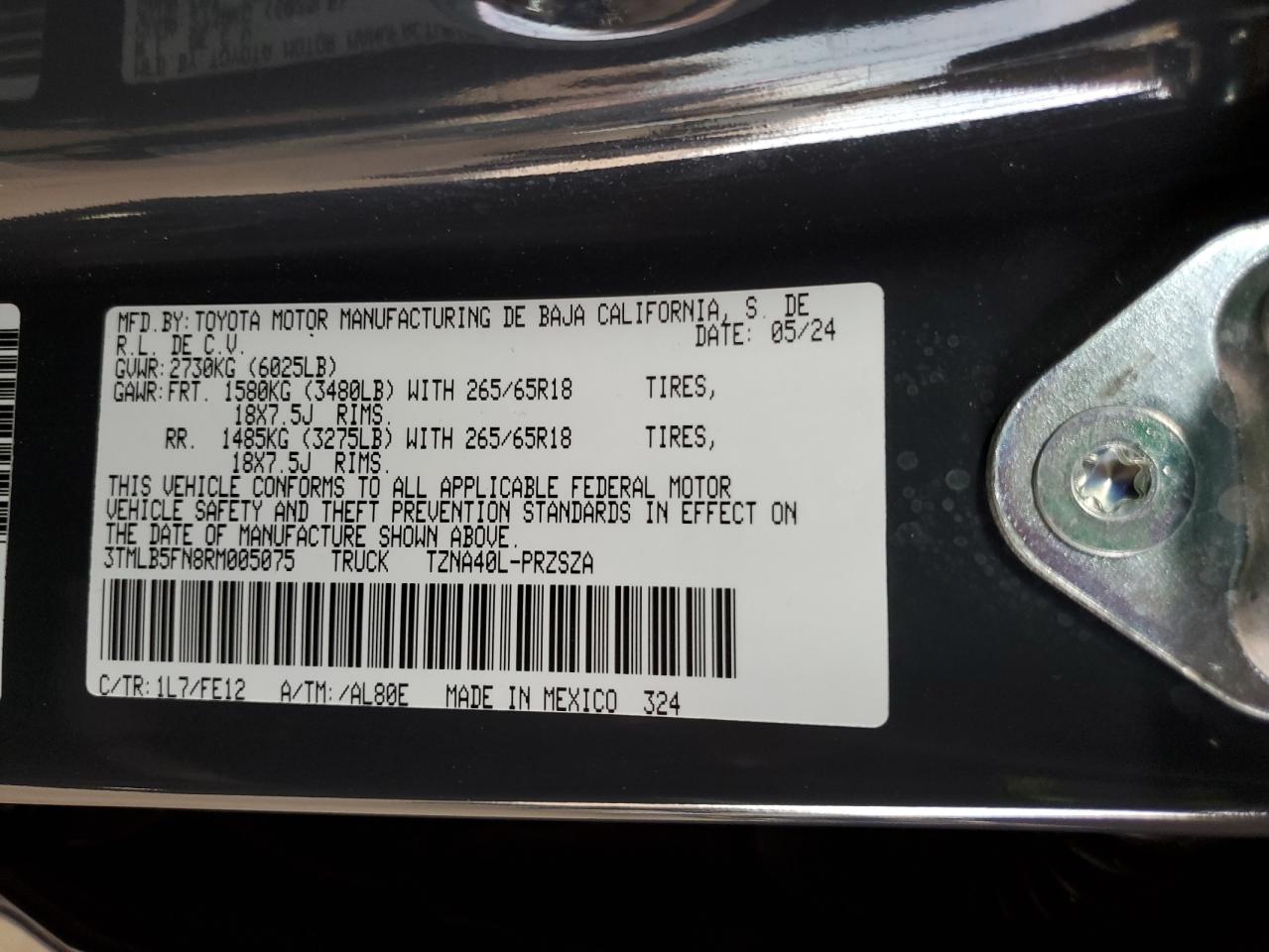 2024 Toyota Tacoma Trd Sport 2Wd VIN: 3TMLB5FN8RM005075 Lot: 43290415