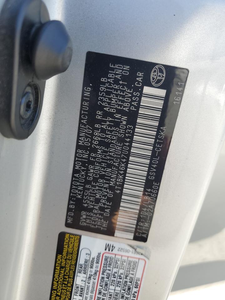 2007 Toyota Camry Le VIN: 4T1BK46K47U044133 Lot: 70767955
