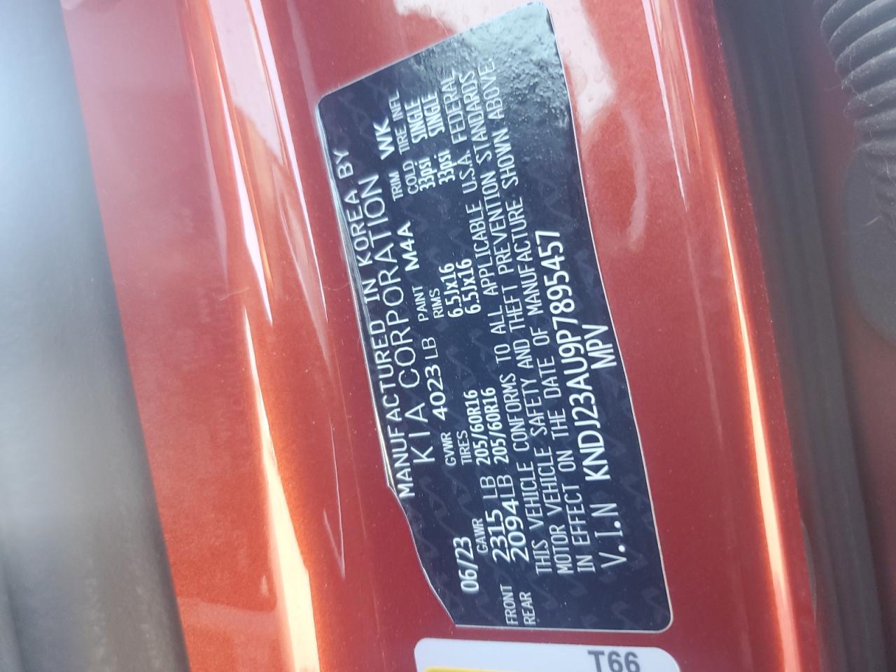 2023 Kia Soul Lx VIN: KNDJ23AU9P7895457 Lot: 80670475