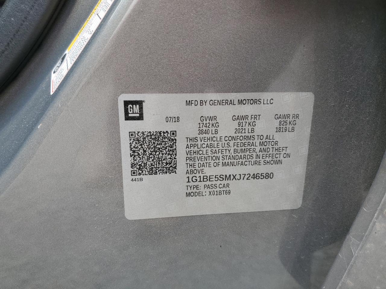 2018 Chevrolet Cruze Lt VIN: 1G1BE5SMXJ7246580 Lot: 81863505