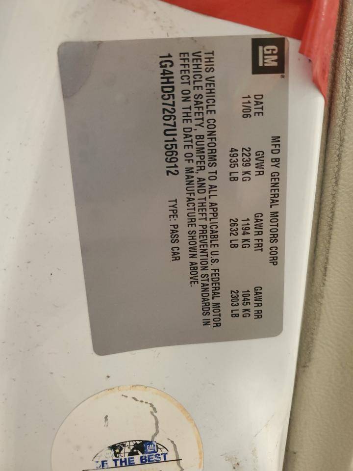 1G4HD57267U156912 BUICK LUCERNE 2007 WHITE Photo 12