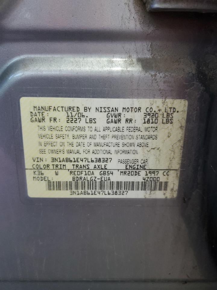 2007 Nissan Sentra 2.0 VIN: 3N1AB61E47L638327 Lot: 70874955
