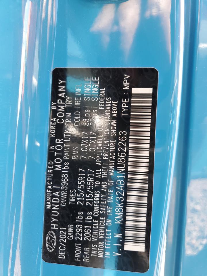 2022 Hyundai Kona Sel VIN: KM8K32AB1NU862263 Lot: 71293555
