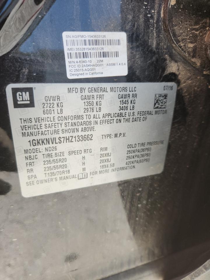 2017 GMC Acadia All Terrain VIN: 1GKKNVLS7HZ133662 Lot: 80155545