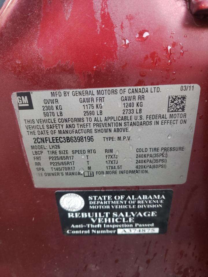 2011 Chevrolet Equinox Lt VIN: 2CNFLEEC3B6398196 Lot: 80652095