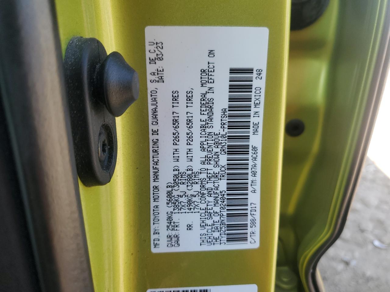 2023 Toyota Tacoma Double Cab VIN: 3TYDZ5BN7PT024045 Lot: 80213255