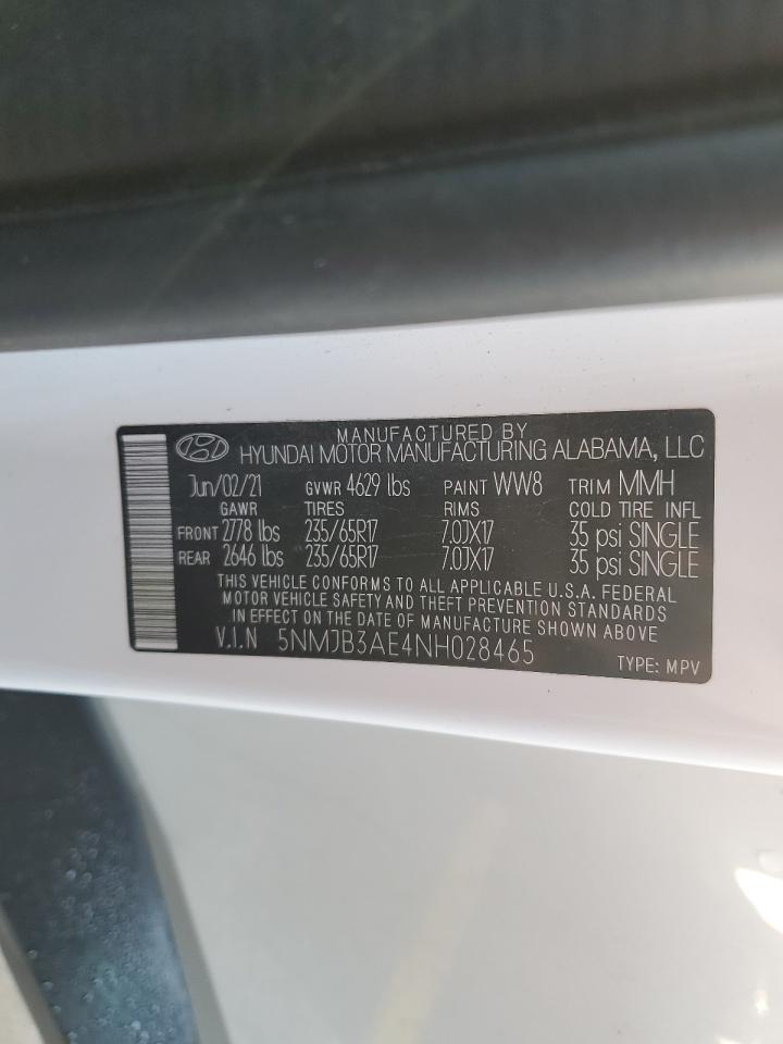 2022 Hyundai Tucson Sel VIN: 5NMJB3AE4NH028465 Lot: 83827725