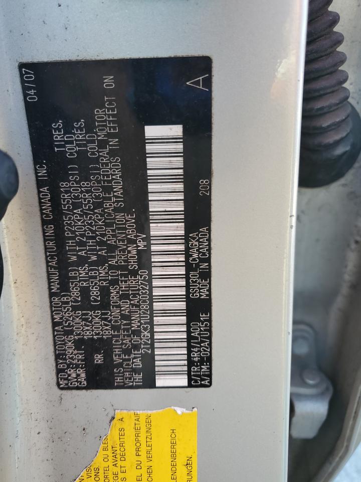 2008 Lexus Rx 350 VIN: 2T2GK31U28C032750 Lot: 71078915