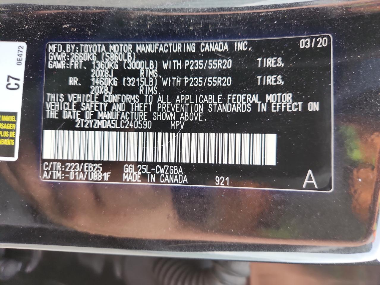 2020 Lexus Rx 350 F Sport VIN: 2T2YZMDA5LC240590 Lot: 81690445